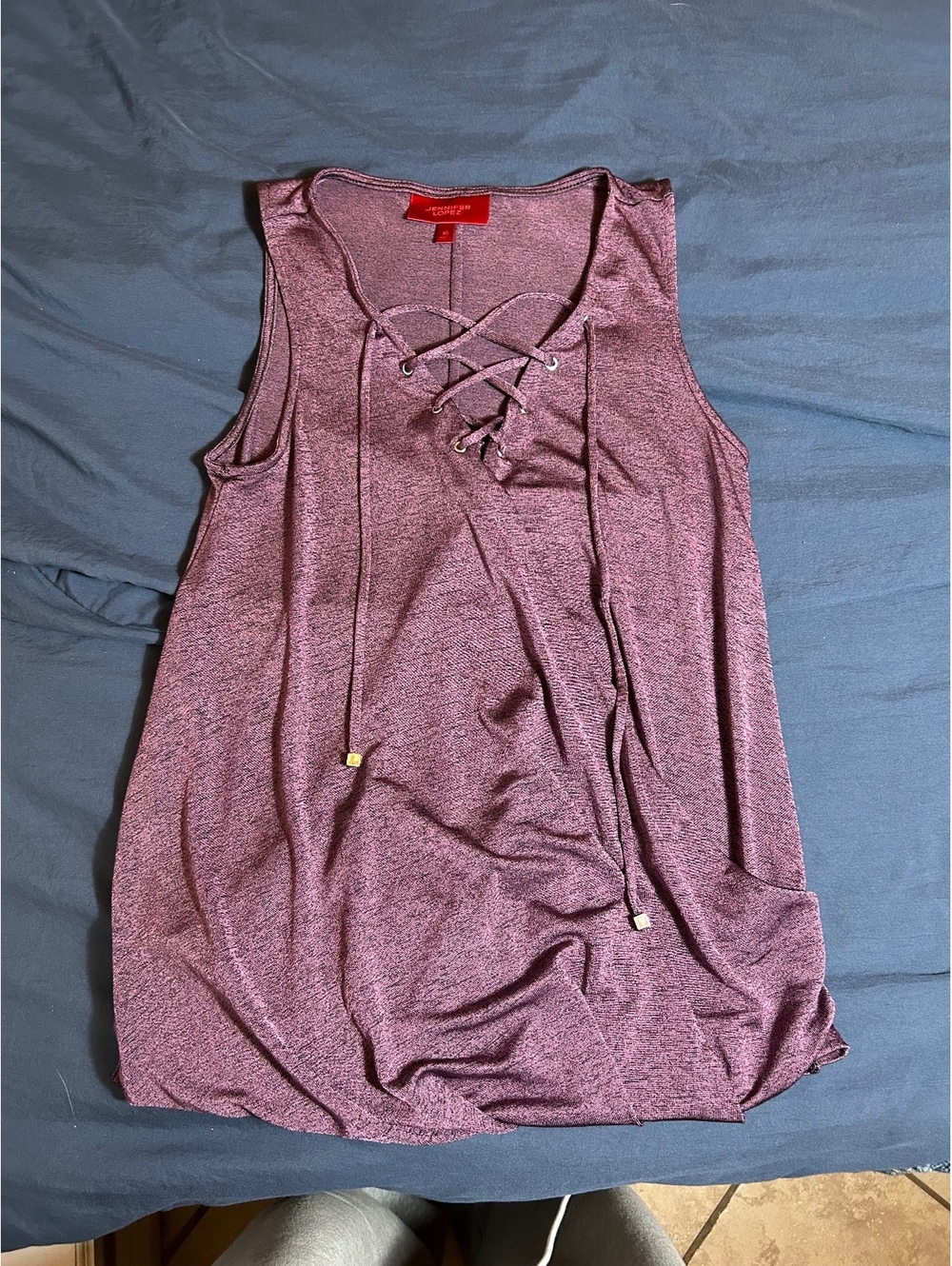 Jennifer Lopez XS Purple Sleeveless Lace-Up Top